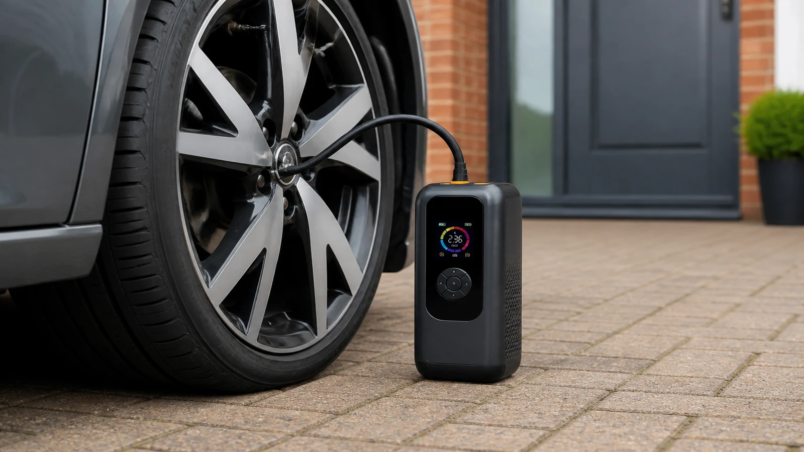 UK wireless colour-display car tyre inflator buy context for Compressordual